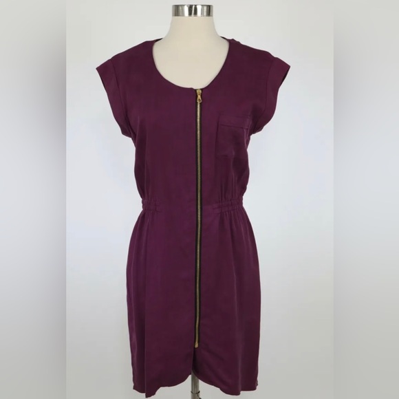 Rag & Bone Sleeveless Front Zipper Purple Lyocell Napoli Dress - Sz 8 - Picture 5 of 5